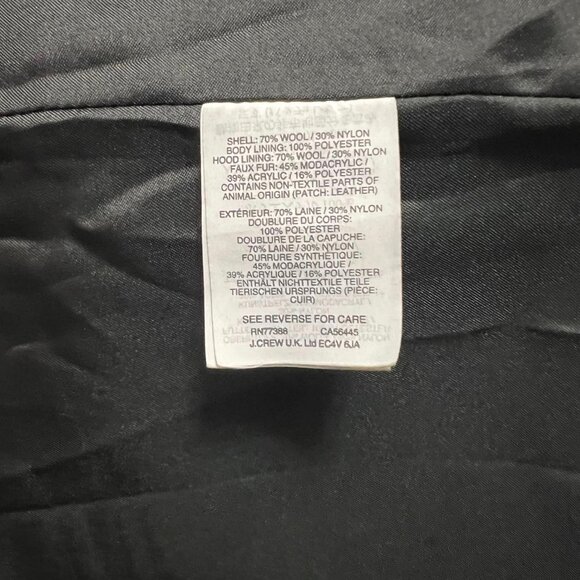 J. Crew Chateau Parka in Italian Stadium-Cloth Wool Black Size 00 - Picture 10 of 10